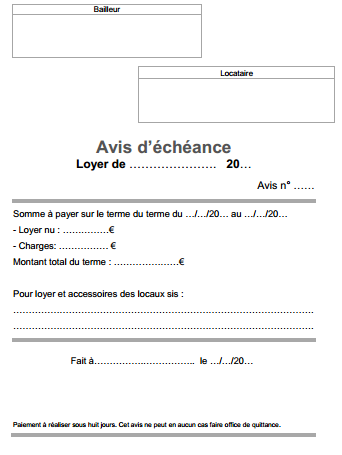 Quittance de loyer vierge à imprimer