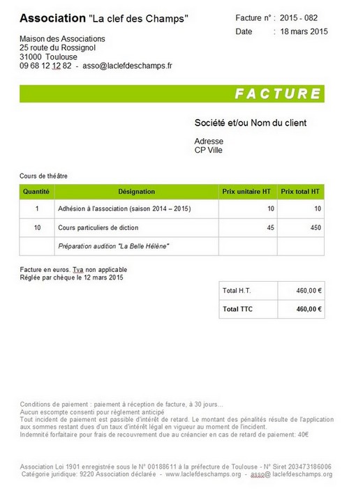 Exemple facture exacompta