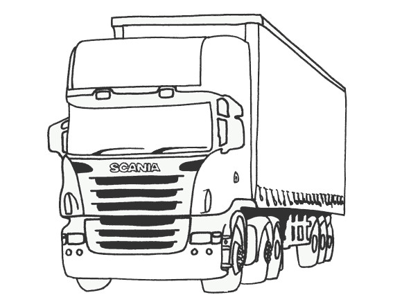 Coloriage camion remorque