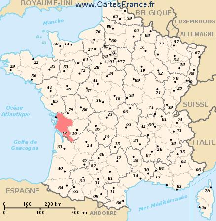 Carte géographique charente maritime détaillée