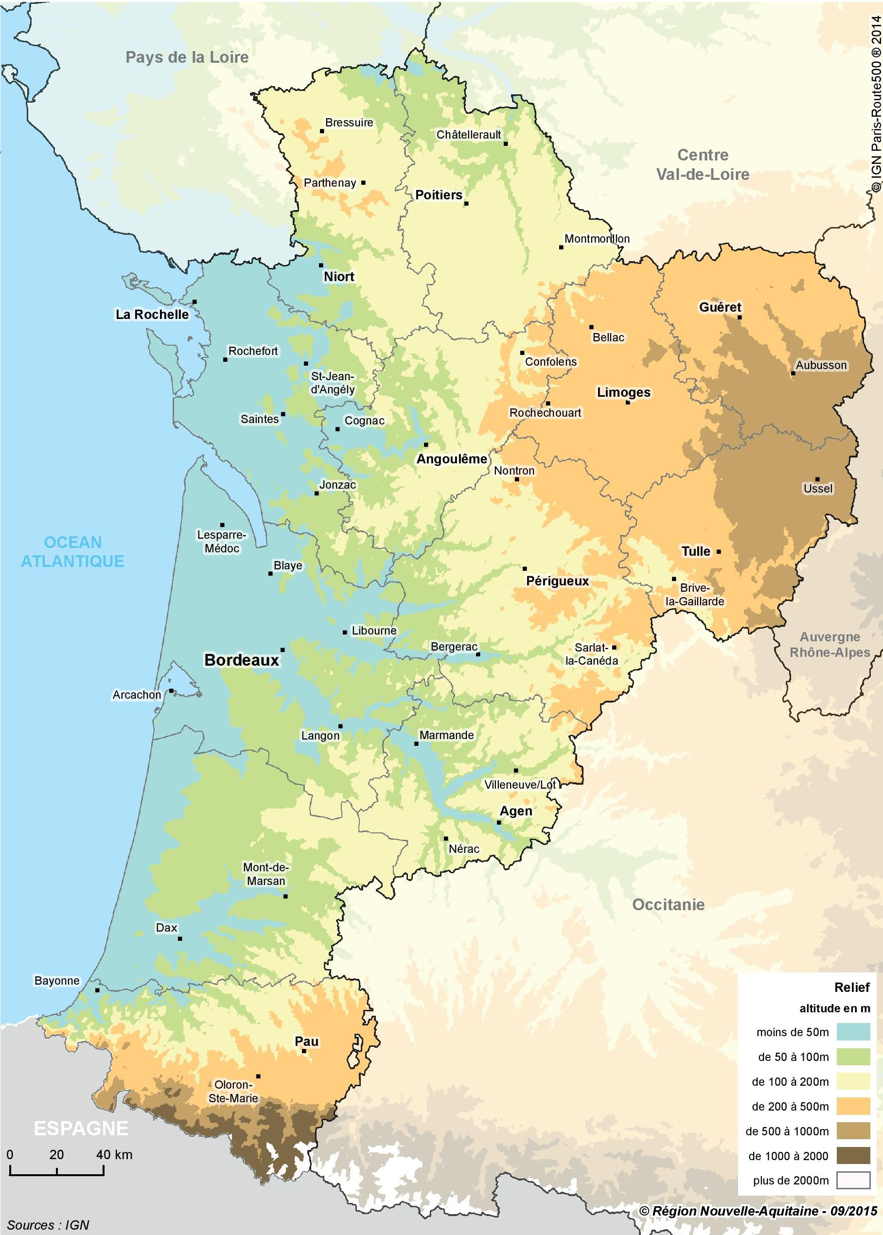 Carte aquitaine détaillée