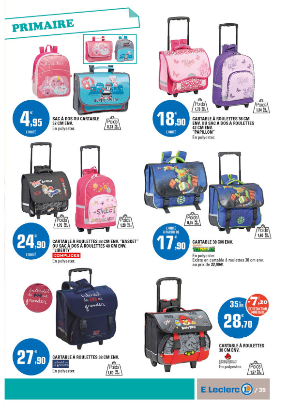 Cartable maternelle leclerc