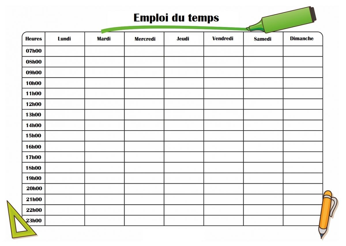 Emploi du temps vierge primaire