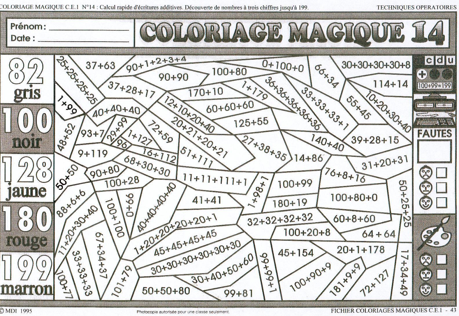 Coloriage magique ce2 multiplication à imprimer