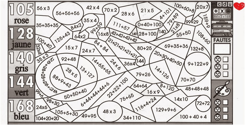 Coloriage magique cm2 maths