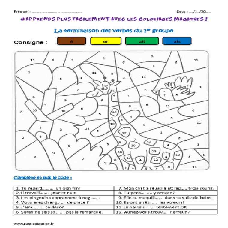 Coloriage magique passé composé