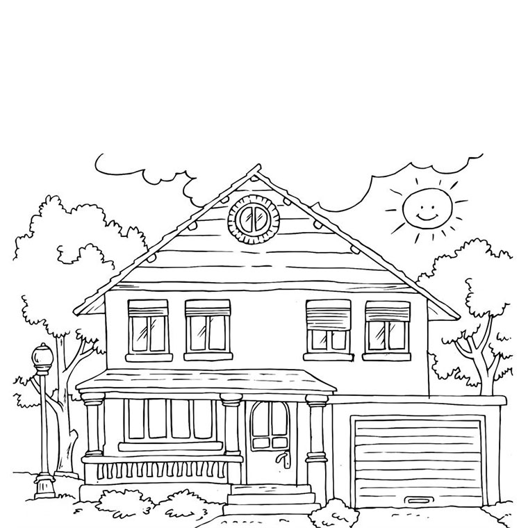 Dessin de maison avec jardin