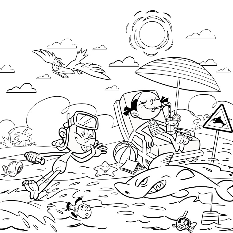Coloriage vacances plage
