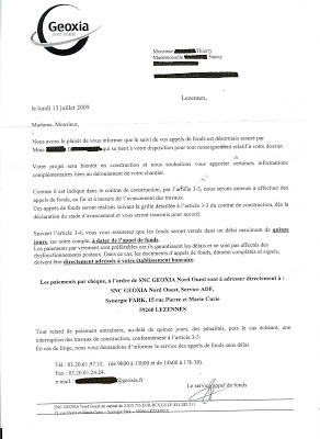 Lettre appel de fonds