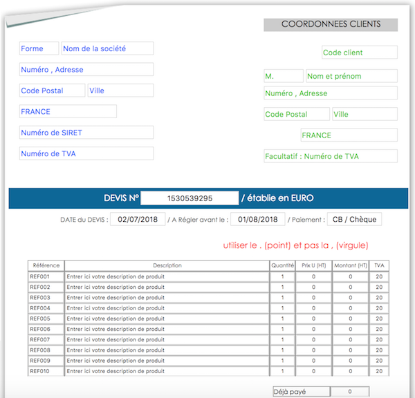 Factures proforma orthographe