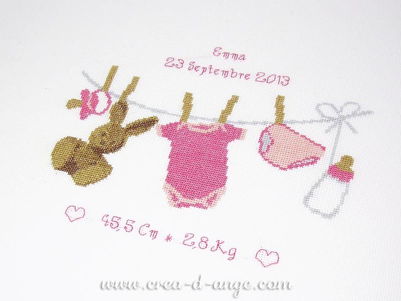 Point de croix bébé fille gratuit