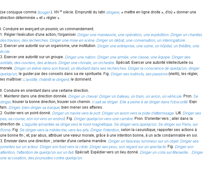 Synonyme diriger