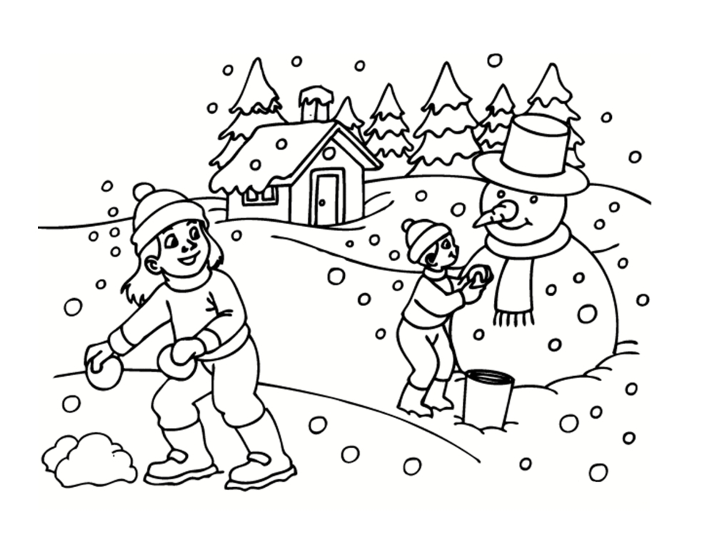 Coloriage paysage hiver