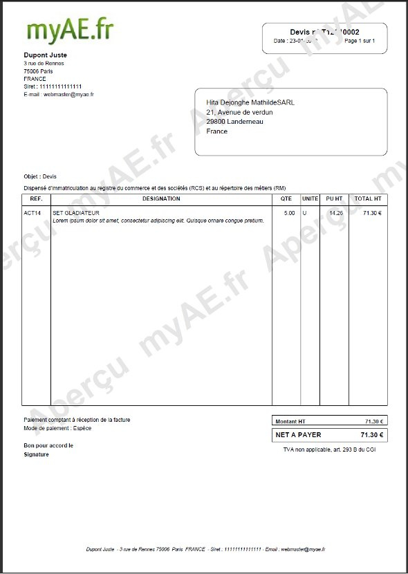 Exemple facture restaurant vierge