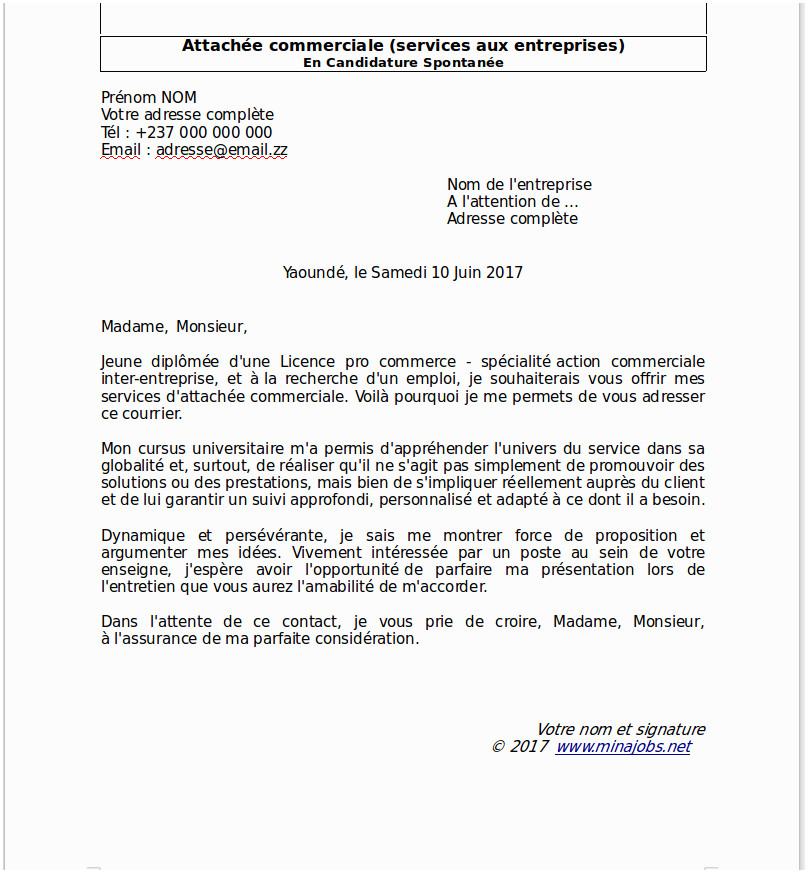 Lettre proposition commerciale gratuite