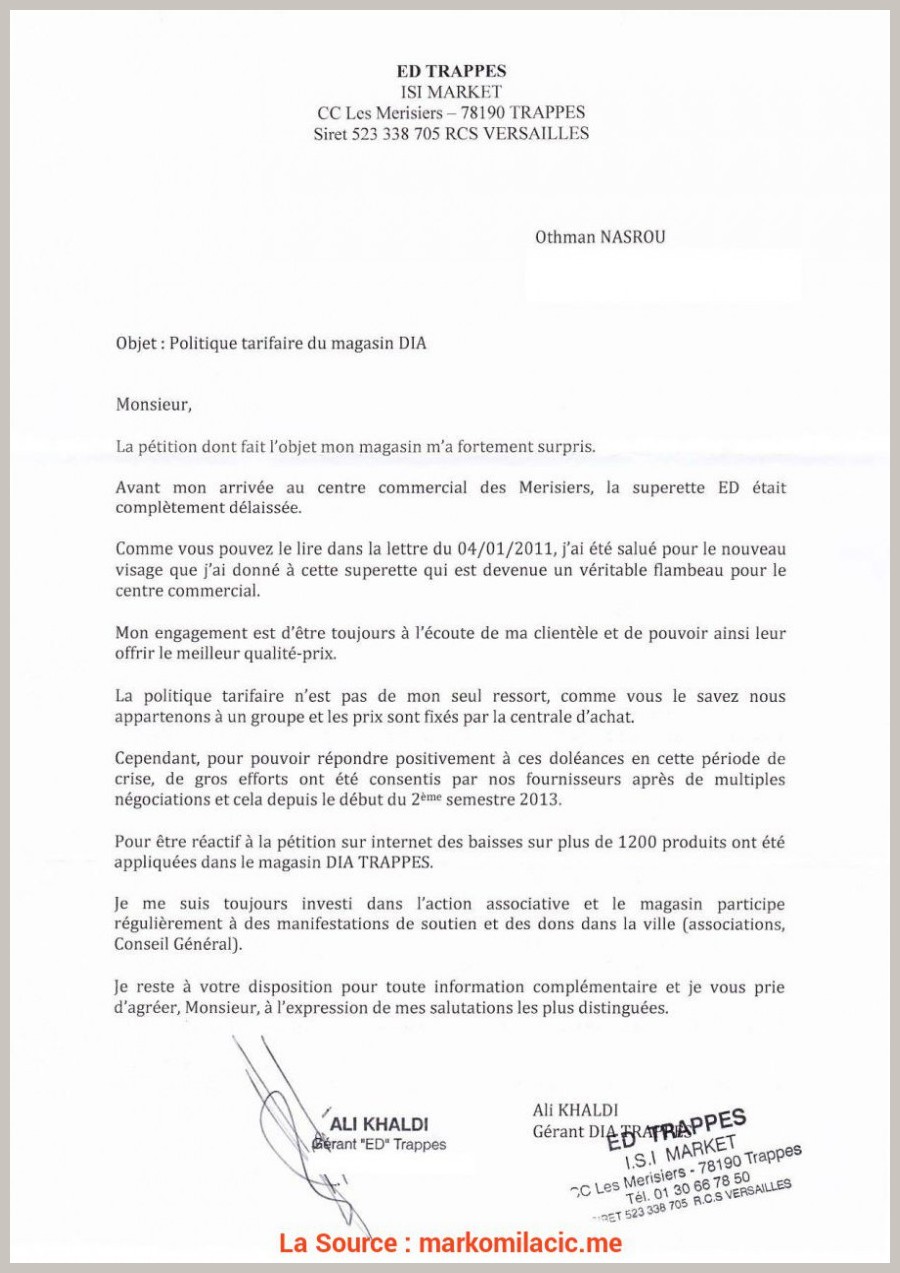 Lettre de doléances modèle