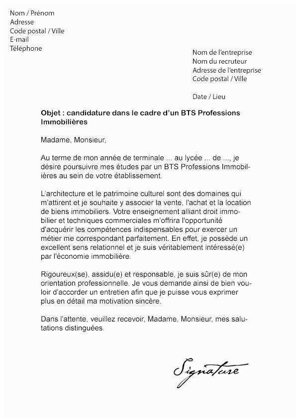 Lettre de démission bts