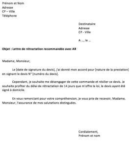 Modele lettre relance devis