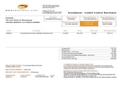 Modele facture word 2007