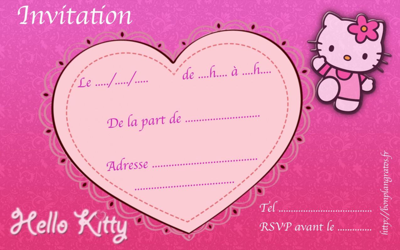 Carte d invitation bapteme hello kitty