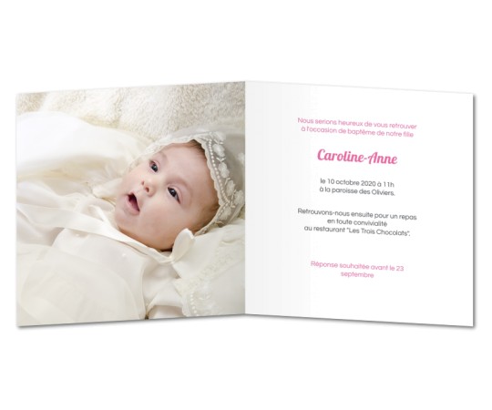 Faire part bapteme colombe