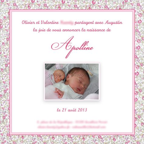 Faire part naissance québec