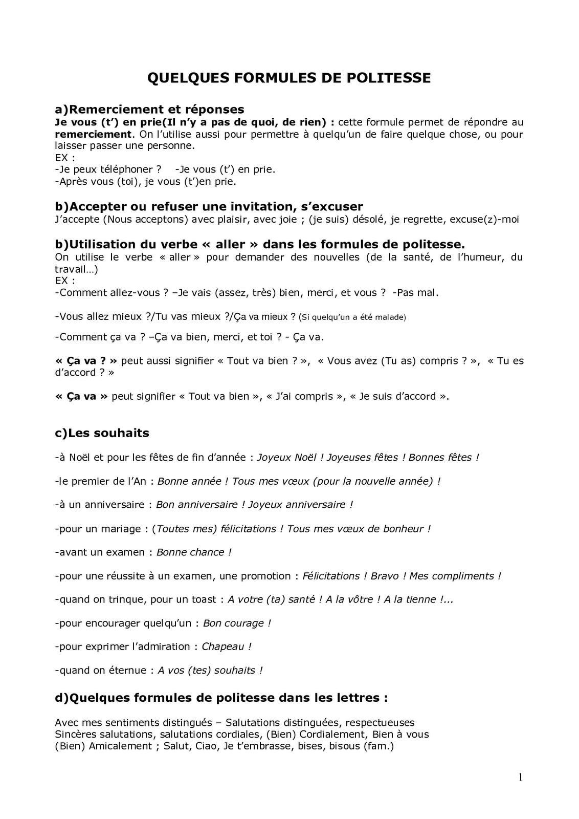 Formules de politesse mariage