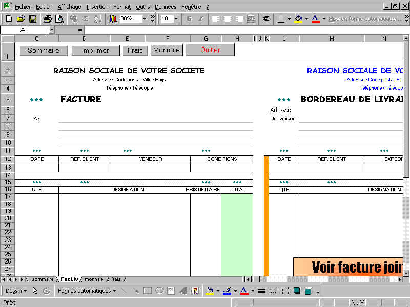 Exemple facture xls