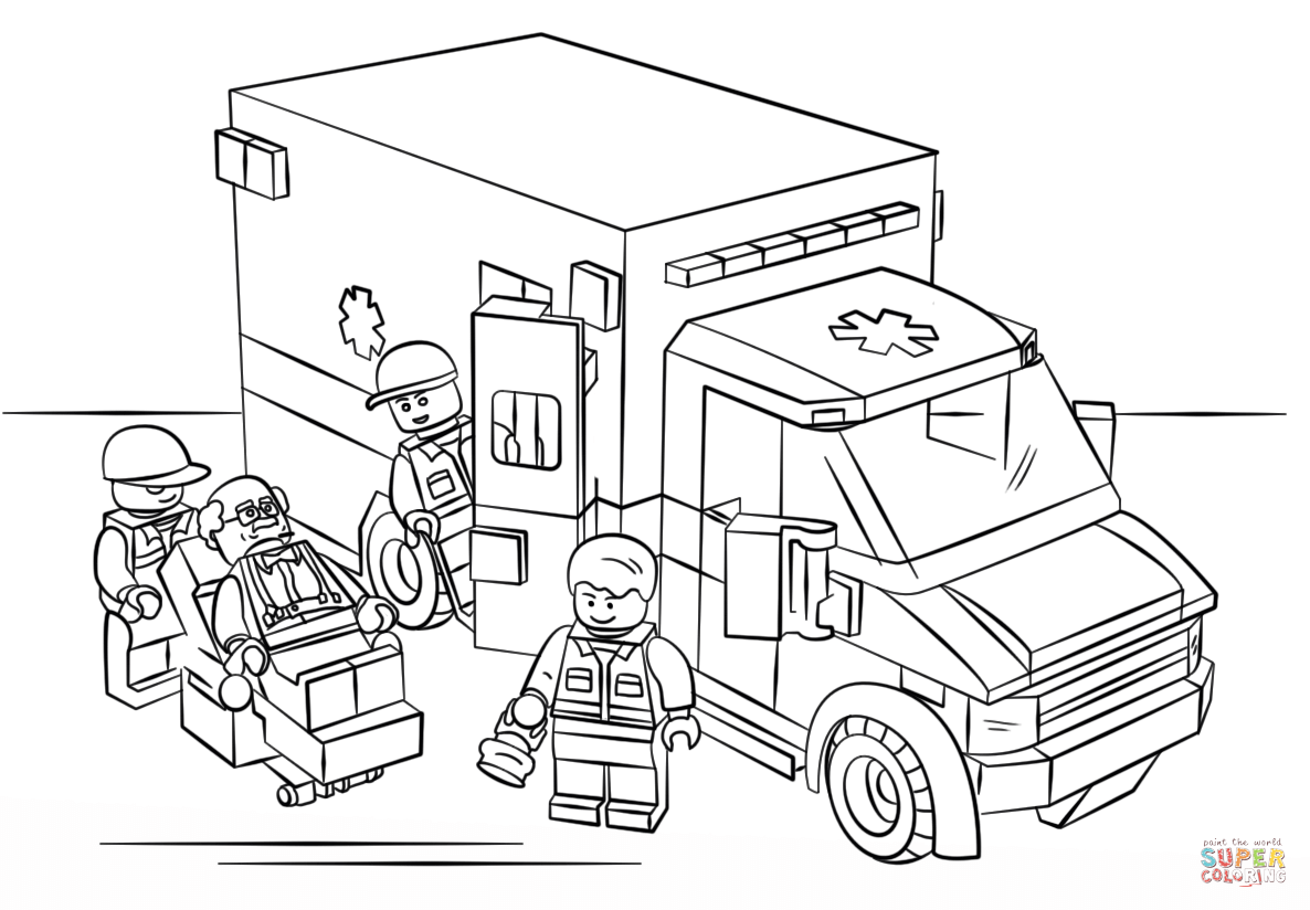 Coloriage lego city pompier