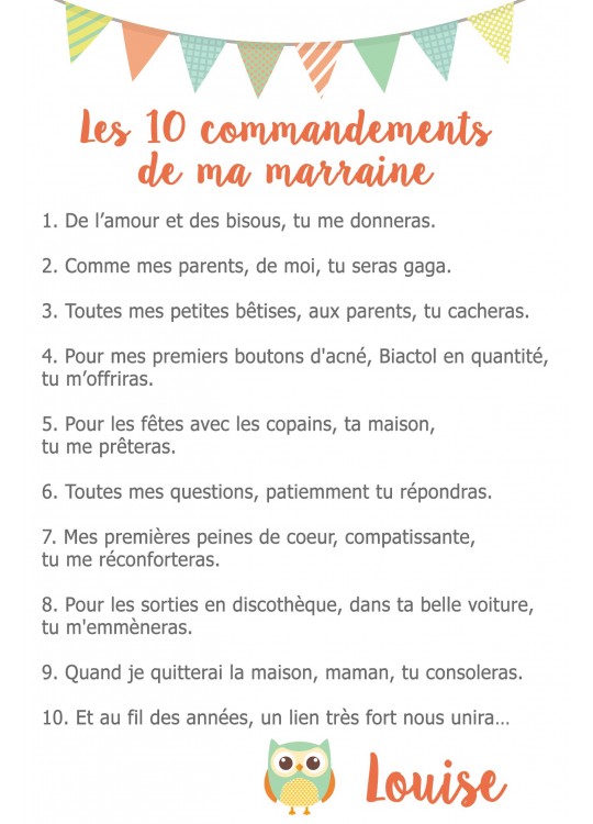 Les dix commandement parrain marraine