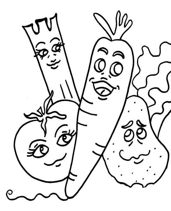 Coloriage légumes rigolos