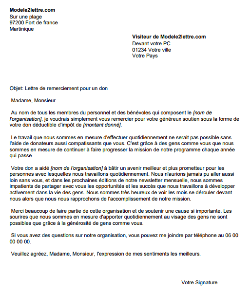 Lettre remerciement maire commune