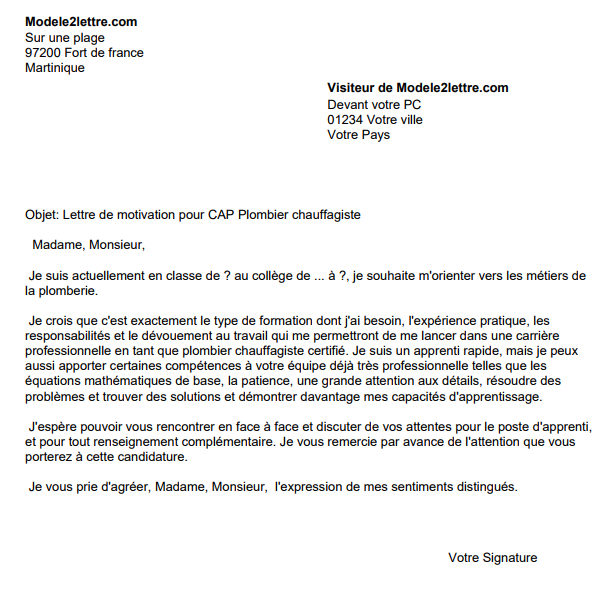 Lettre de motivation syndic de copropriété