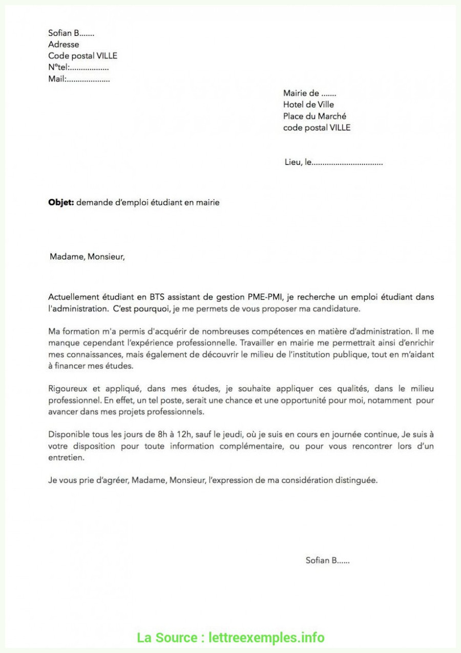 Lettre demande de salle au maire