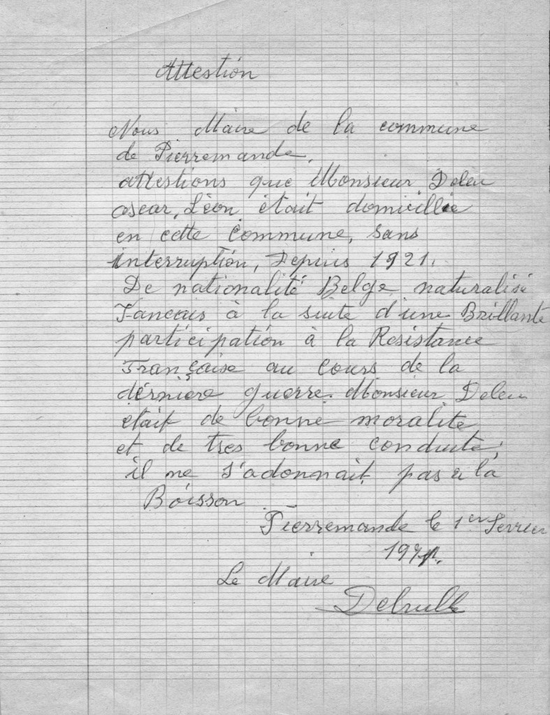 Lettre de temoignage de moralité