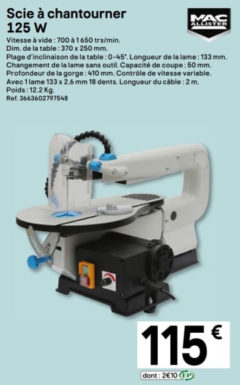 Scie a chantourner brico depot
