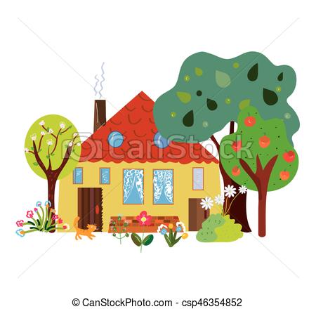 Dessin maison campagne