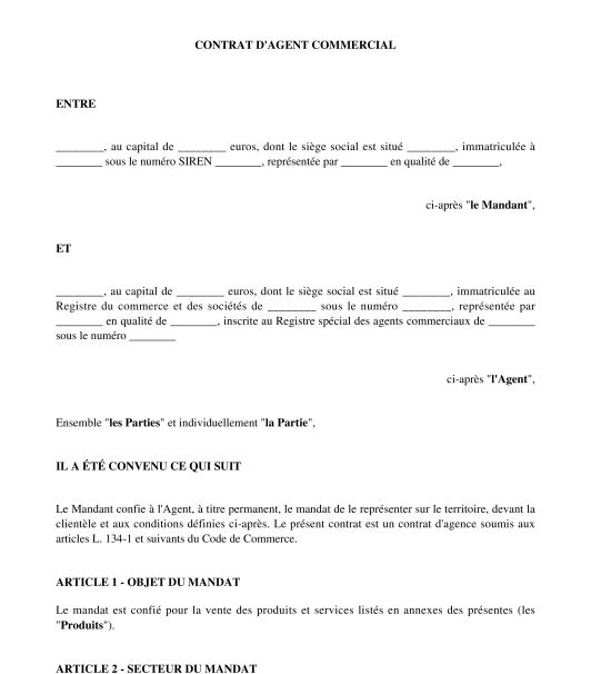 Exemple facture agent commercial