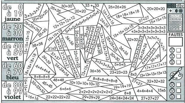 Coloriage codé multiplication cm2