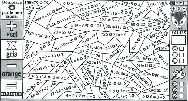 Coloriage magique calcul cm2