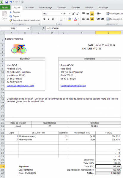 Modele facture proforma vierge