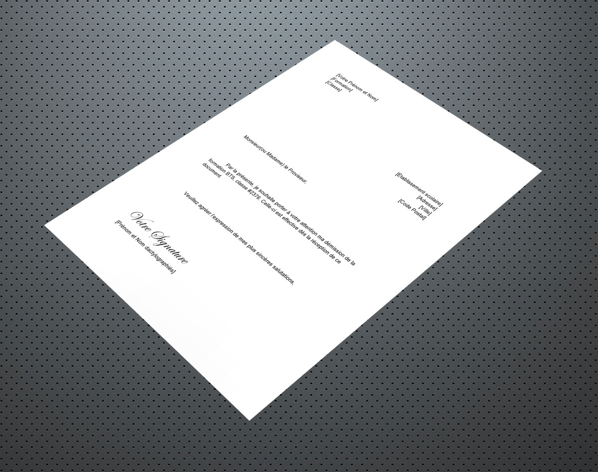 Lettre demission bts