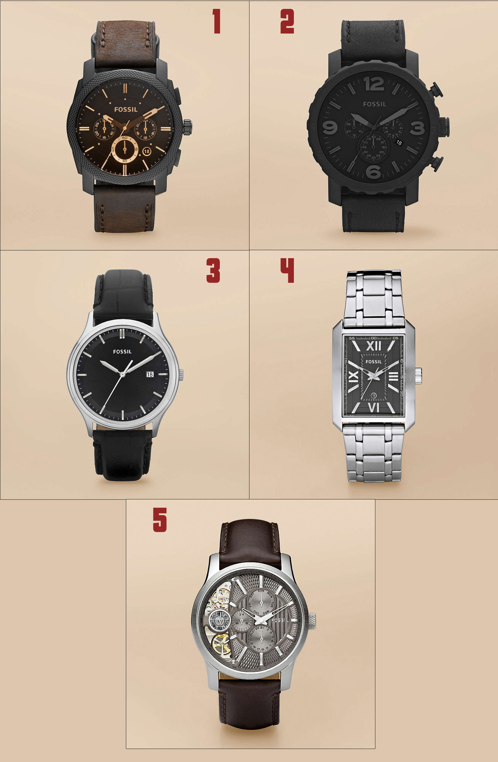 Montre fossil rectangulaire