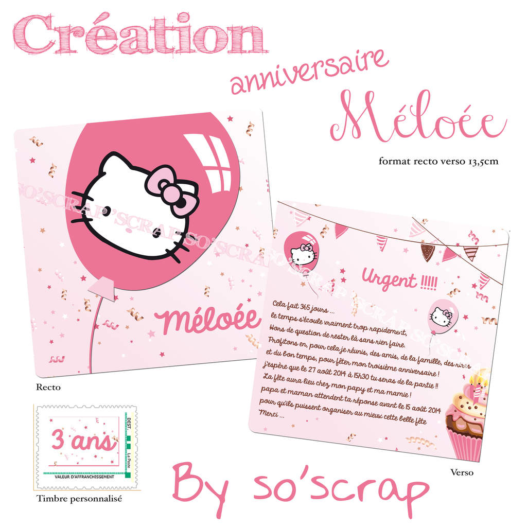 Faire part bapteme hello kitty
