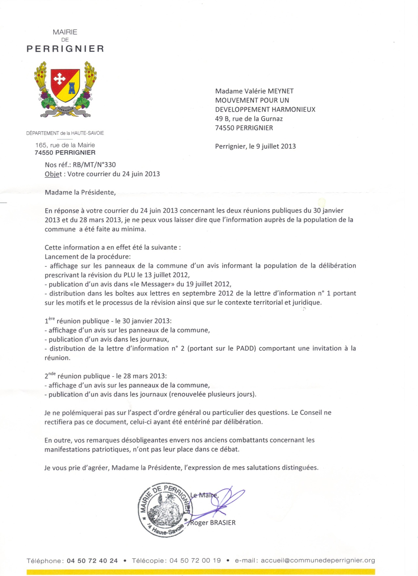 Lettre d'invitation à un maire