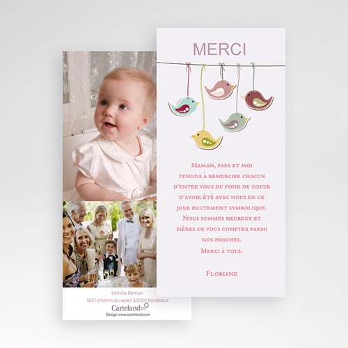 Carte remerciement bapteme