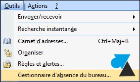 Absence du bureau outlook 2007