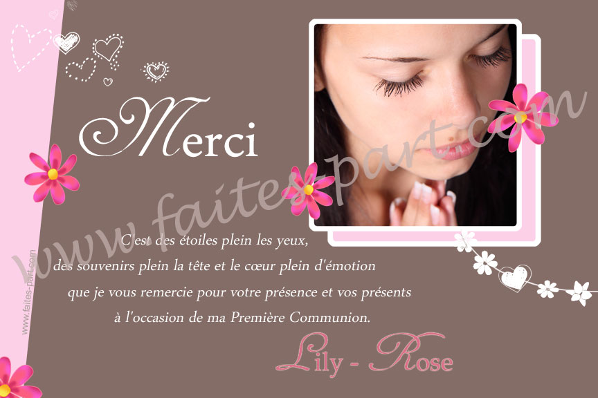 Carte de remerciement bapteme personnalisé