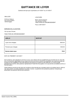 Modele facture loyer commercial