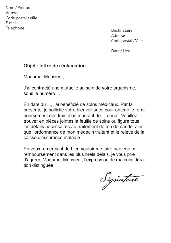 Lettre de demande de devis dentaire tout